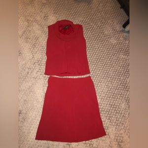 2 piece red skirt set. Sleeveless top and aline skirt.